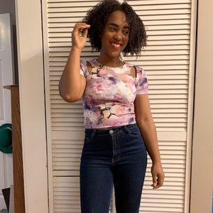 Pretty little liars Lavender floral crop top